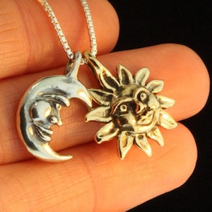 Sun and Moon Necklace Eclipse Pendant with Gold Sun and Silver Moon Moon Jewelry Sun Jewelry Celestial Jewelry Sun Necklace Moon Necklace