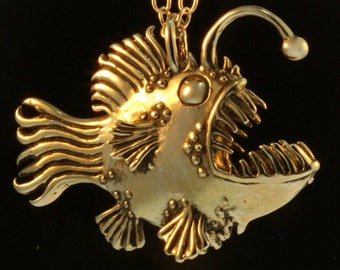 Gift For Dad Gift For Mom Gift For Him Gift For Her Fish Gift Fish Art Fish Sculpture Angler Fish Jewelry Steampunk Jewelry Fish Jewelry