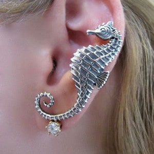 Seahorse Ear Cuff Silver - Sea horse Ear Cuff - Seahorse Earring Seahorse Jewelry Silver Seahorse - Non Pierced Earring Non Pierced Ear Cuff