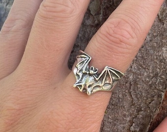 Sterling Silver Bat Ring Bat Flight Ring Bat Jewelry Halloween Jewelry Statement Halloween Ring Gothic Ring Gothic Jewelry - Vampire Jewelry