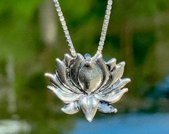 Lotus Necklace, Flower Necklace, Water Lily Necklace, Lotus