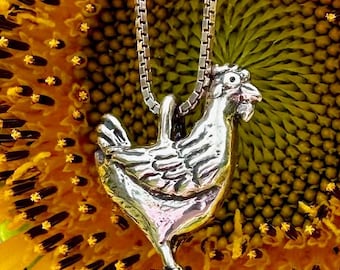 Chicken Charm Pendant - Sterling Silver - Chicken Lover Gift