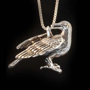 Raven Necklace Raven Jewelry Raven Pendant Bird Necklace Bird Jewelry Rear Facing Silver Bird Crow Necklace Magical Birds of the Forest