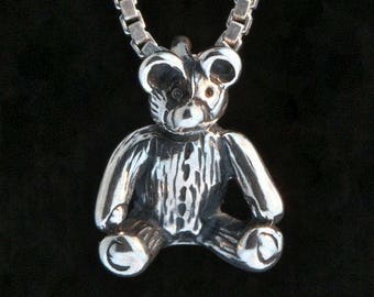 Teddy Bear Charm - Sterling Silver - Cute Bear Gift