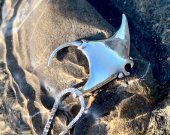 Sterling Silver Manta Ray Necklace Silver Manta Charm Hawaii Charm Silver Ocean Charm