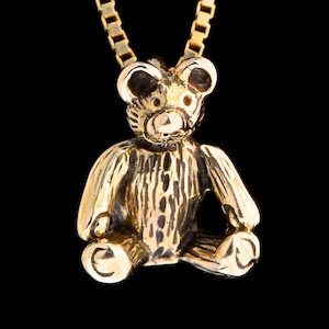 Teddy Bear Necklace 14K Gold Teddy Bear Charm Teddy Bear Pendant Teddy Bear Jewelry Gold Bear Miniature Bear Tiny Gold Teddy Bear Lovable