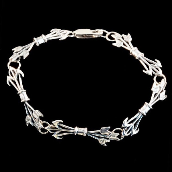 Quiver and Arrows Bracelet Arrow Jewelry Archery Jewelry Silver Quiver and Arrows Charm Bracelet Link Bracelet Silver Bracelet Cupid Jewelry