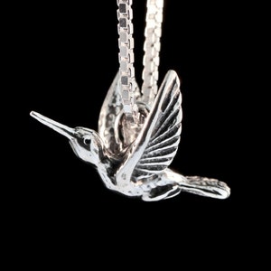 Flitting Hummingbird Charm Sterling Silver Hummingbird Pendant Hummingbird Jewelry Silver Humming Bird Necklace Bird Jewelry Silver