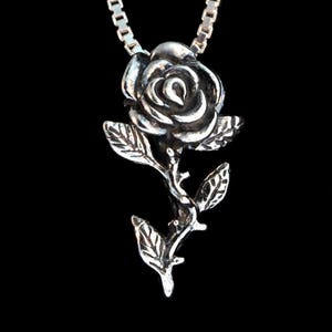 Rose Necklace Rose Charm Rose Pendant Sterling Rose Silver