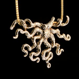 Gold Octopus Necklace 14k Gold Slider Pendant Octopus Jewelry Tentacle Necklace Tentacle Jewerly Solid Gold Pendant Gift for Ocean Lover