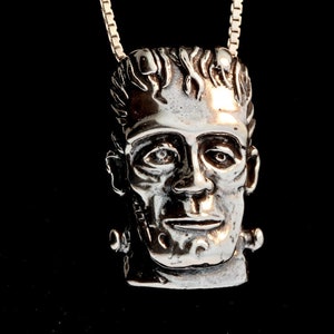 Frankenstein Necklace Frankenstein Jewelry Monster Jewelry Halloween Jewelry Halloween Necklace Silver Halloween Charm