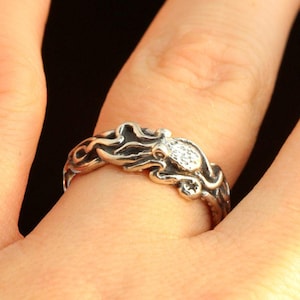 Silver Octopus Ring Tentacle Ring Sterling Silver Kraken Ring Octopus Jewelry Silver Ring Silver Band Steampunk Jewelry Wedding Ring Unique