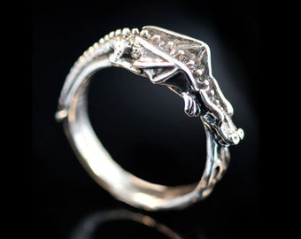 Silver Dragon Ring Flame Dragon Silver Pinky Ring Thumb Ring Silver Ring Dragon Lover Dragon Age Silver Dragon Dragon WingDragon Band