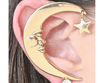 Crescent Moon Ear Wrap 14K Gold Prince Ear Wrap Moon Ear Cuff Celebrity Style Ear Wrap Moon Jewelry Ear Wrap Moon Ear Cuff Crescent Moon
