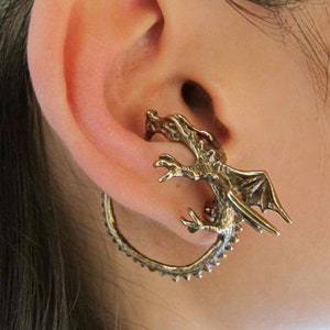Dragon Ear Cuff Dragon Ear Wrap Game of Thrones Inspired Jewelry Bronze Dragon Whisperer Hoop Non-Pierced Earring Dragon Jewelry Statement image 1