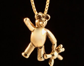 14k Gold Teddy Bear Charm Necklace Teddy Bear Jewelry Baby Bear Charm 14k Gold Charm Necklace Gift for New Mom Gift for Grandma Golden Bear