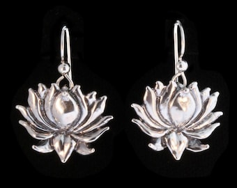 Lotusoorbellen in sterlingzilver - Waterleliesieraden - Zen-yoga cadeau voor haar