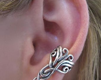 Sterling Silber Arabeske Ohrmanschette - Nicht durchbohrte keltische Wirbel Ohrring - Elfen Ohr wickeln
