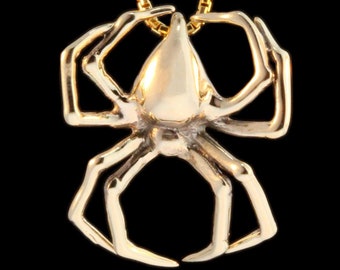 Large Spider Pendant - Solid 14k Gold - Alternative Jewelry Necklace
