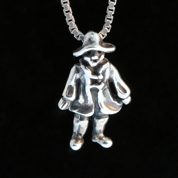 Christopher Robin Necklace Winnie the Pooh Charm Winnie the Pooh Gift AA Milne Book Storybook Jewelry Silver Charm Boy in Rain Boots