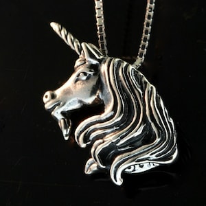 Sterling Silver Unicorn Necklace Unicorn Jewelry Silver Unicorn Head Magical Horse Horse Head Horse Jewelry Pegasus Jewelry Fantasy Necklace