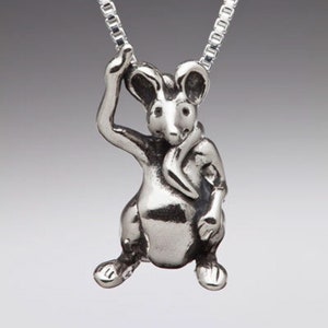 Silver Mouse Necklace Door Mouse Charm Rat Charm Rat Necklace Mouse Jewelry Through the Looking Glass Mad Hatter Silver Animal Charm Cute