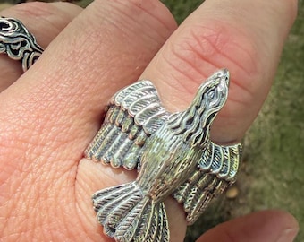 Eagle Ring - Sterling Silver - Men's Biker Bird Ring