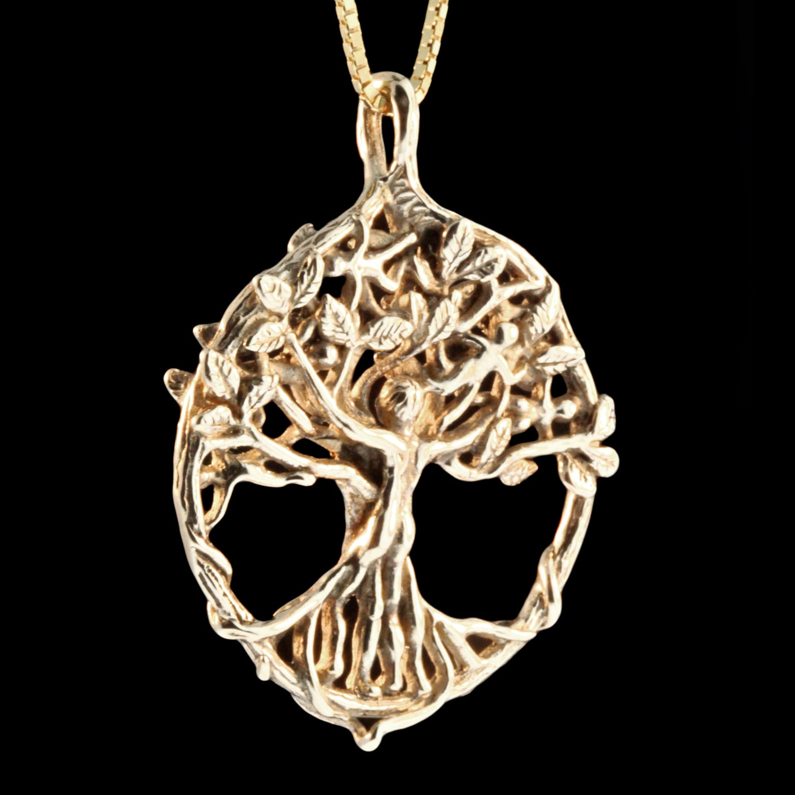 Circle of Life Tree Pendant - Solid 14k Gold - Tree of Life Necklace - Etsy