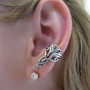 Silver Ear Cuff Arabesque Ear Cuff Celtic Ear Cuff Celtic Jewelry Non-Pierced Earring Swirl Ear Cuff Swirl Jewelry Victorian Gift for her