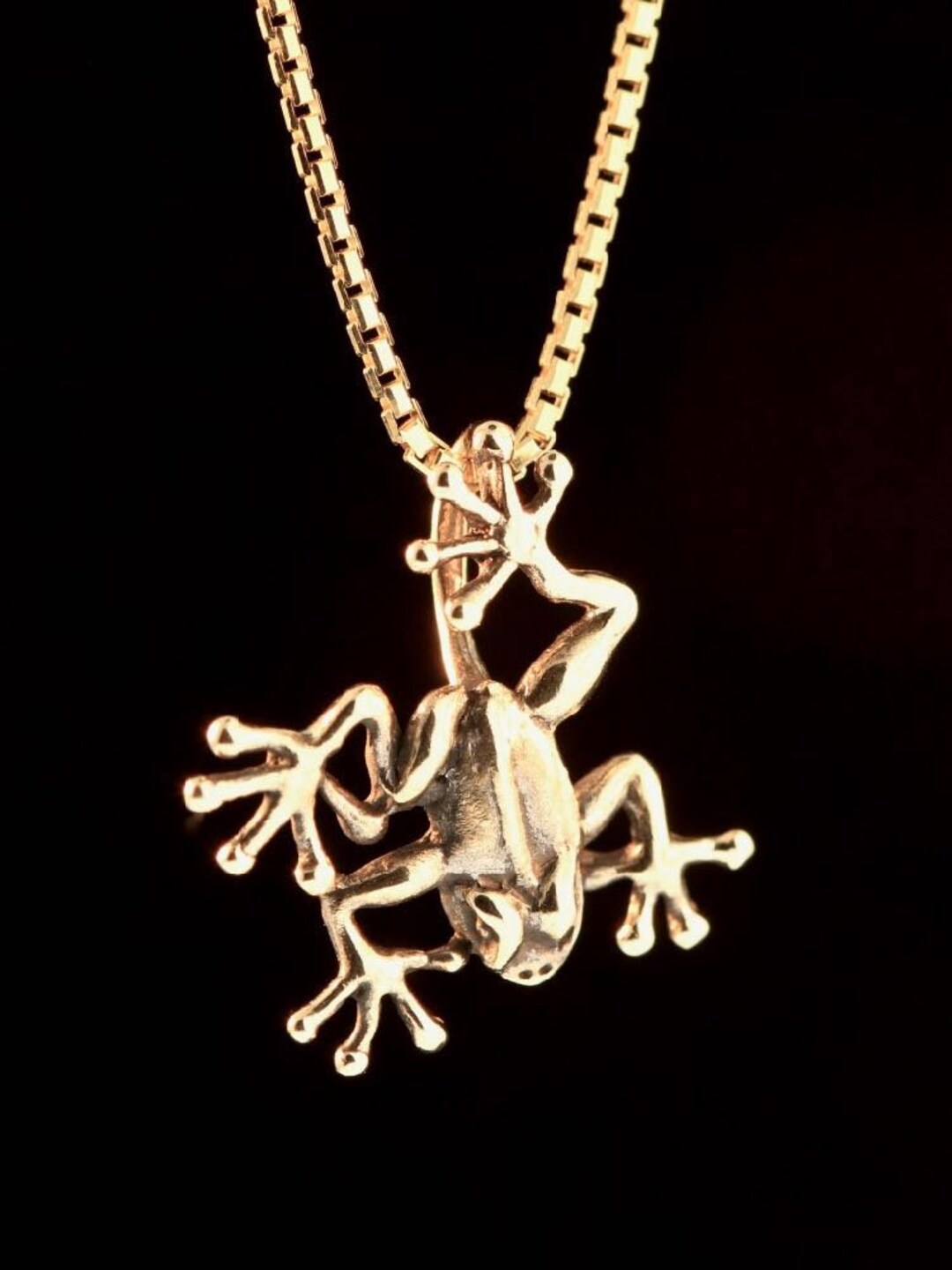 Frog Necklace Gold Animal Jewelry Frog Charm Pendant Jungle Jewel Tree Frog Jewelry 14K Gold