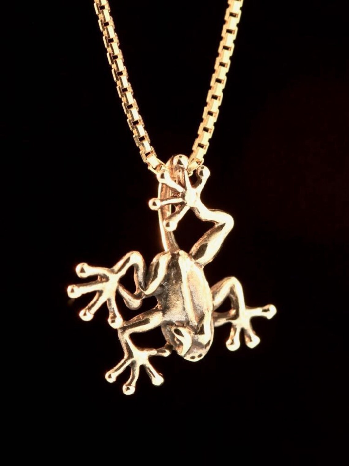 Frog Necklace Gold Animal Jewelry Frog Charm Pendant Jungle Etsy