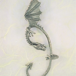 Dragon Ear Wrap, Inspired Game of Thrones Jewelry Silver Dragon Ear Cuff Elfin Dragon Ear wrap Dragon Jewelry Dragon Earring Celebrity Style image 3