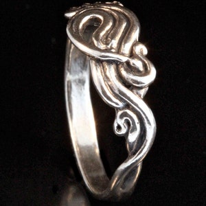 Sterling Silver Ring Swirl Ring Wave Ring Nouveau Swirl Ring Wave Jewelry Swirl Jewelry Pinky Ring Wave Jewelry Abstract Ring Spiral Ring image 3