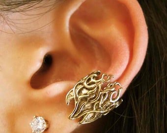 Fire Ear Cuff Bronze Flame Ear Cuff - Fire Jewelry Flame Jewelry - Biker Jewelry - Fire Earring Flame Earring - Non Pierced Earring Ear Cuff