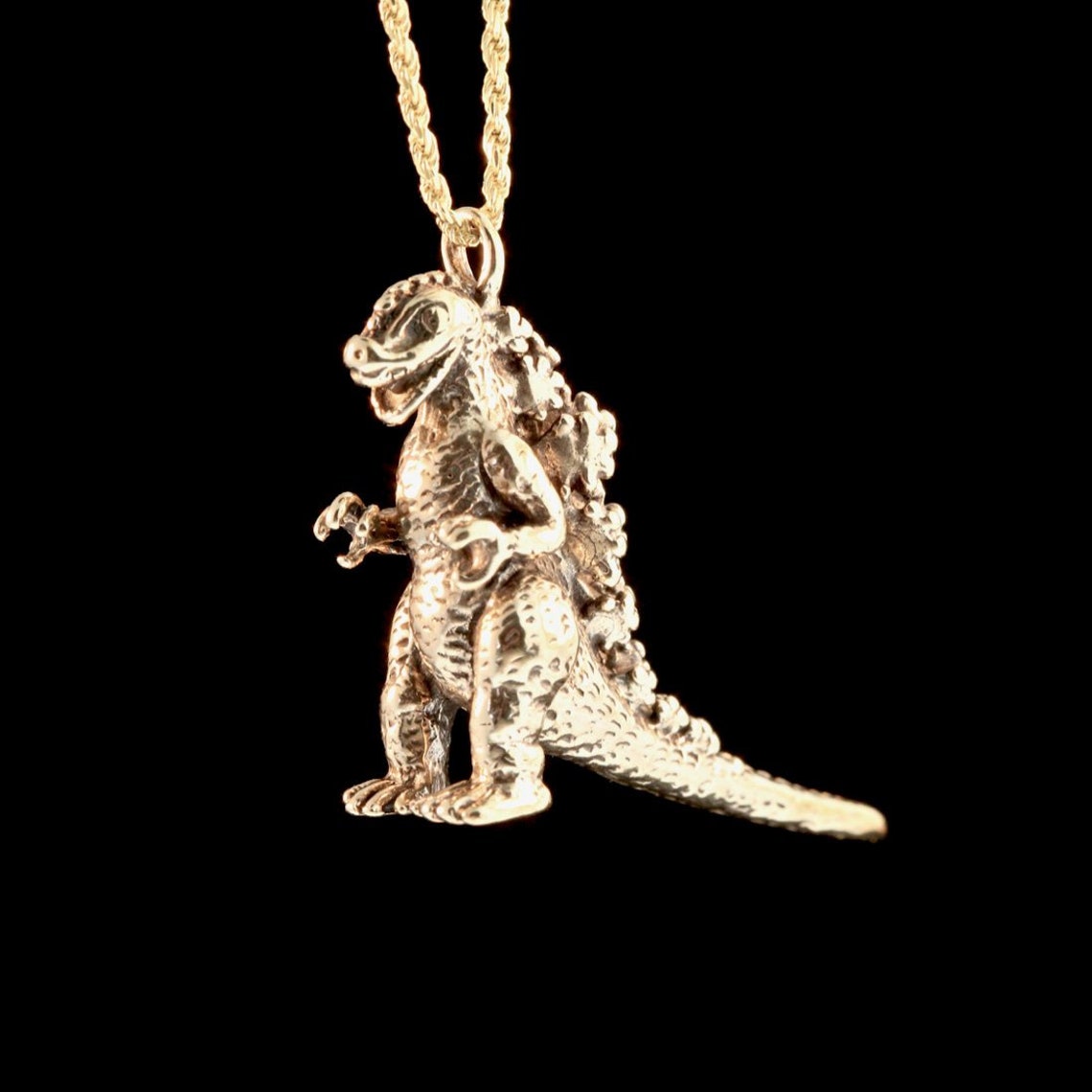 Godzilla Necklace 14K Gold Godzilla Charm Godzilla Pendant Etsy