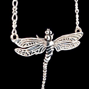 Metamorphosis - Large Dragonfly Pendant - Sterling Silver - Insect Jewelry image 2
