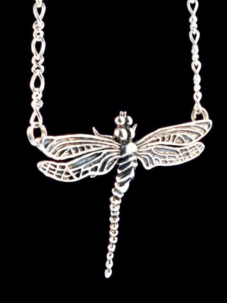 Metamorphosis - Large Dragonfly Pendant - Sterling Silver - Insect Jewelry image 2