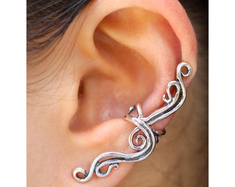 French Twist Ear Cuff - Sterling Silver - Non Pierced Swirl Earring