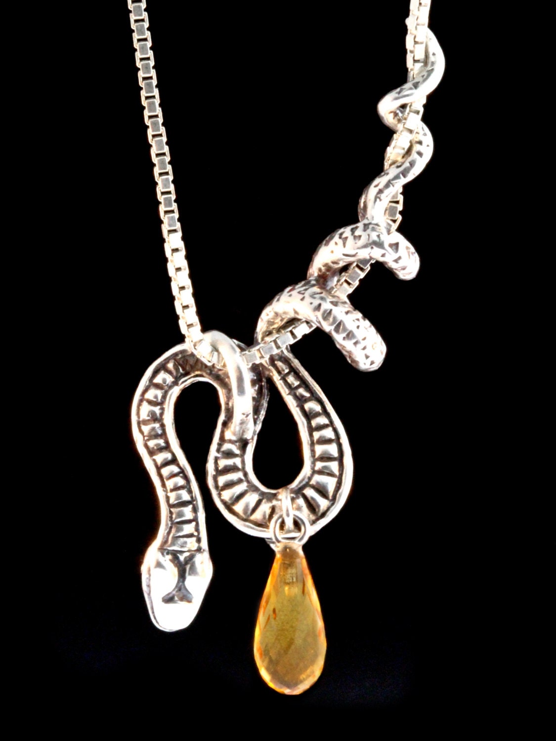Large Snake Necklace in Silver-Tone