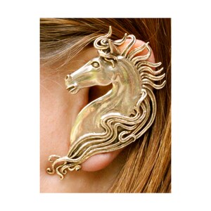 Horse Ear Wrap - Horse Ear Cuff - Horse Jewelry - Bronze Horse - Horse Earring Spirit Horse Ear Wrap Animal Jewelry Large Ear Wrap Fashion