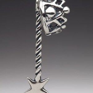 Fairy Crown and Magic Wand Necklace in Sterling Silver - Fairycore Jewelry - Fantasy Princess Charms - Magic Wand Pendant image 3
