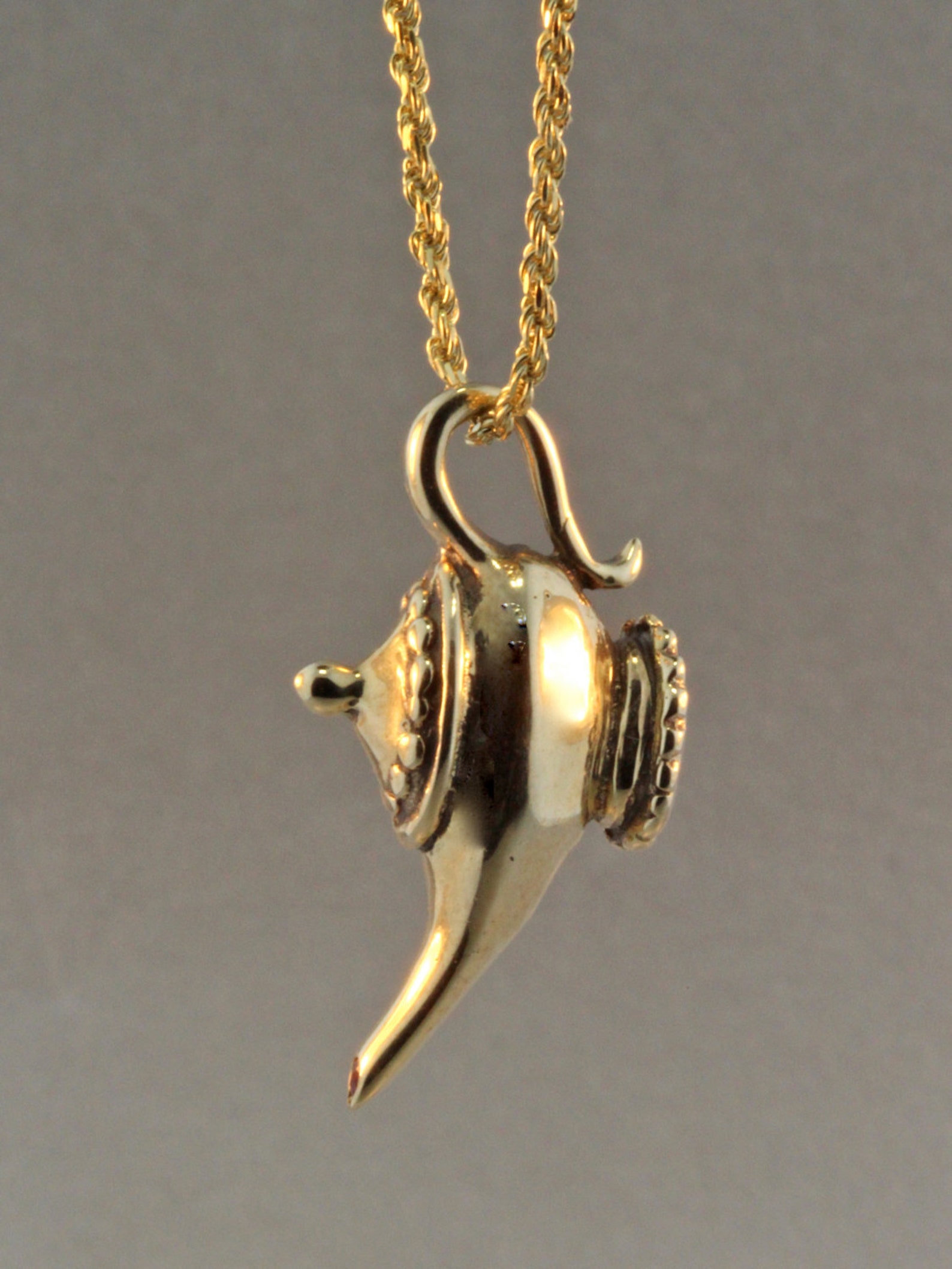 Gold Magic Lamp Necklace 14K Gold Magic Lamp Charm Magic Etsy