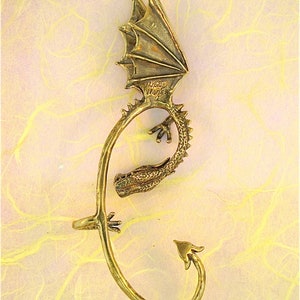 Dragon Ear Wrap Dragon Ear Cuff Elfin Dragon Bronze Wrap Dragon Jewelry Game of Thrones Inspired Jewelry Non-Pierced Earring Wing Ear Wrap image 4