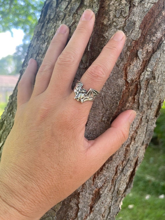 Sterling Silver Bat Ring Bat Flight Ring Bat Jewelry Halloween