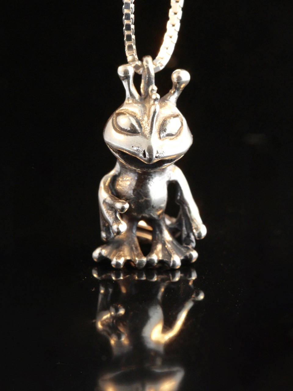 Alien Reptile Charm - Sterling Silver - Space Alien Necklace - Etsy