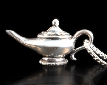 Magic Lamp Necklace Silver - Graduation Gift - Great Gift - Good Luck Charm - Aladdin's Lamp - Silver Necklace