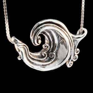Ocean Lover Gift Wave Necklace Gift For Woman Ocean Jewelry Ocean Necklace Wave Jewelry Great Wave Pendant Silver Gift For Surfer Boho