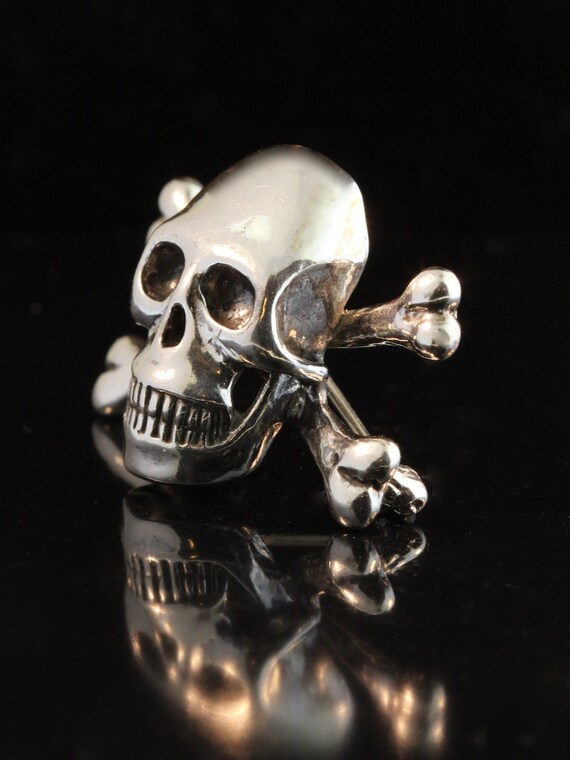 Silver Skull and Crossbones Pin Sterling Silver Skull and