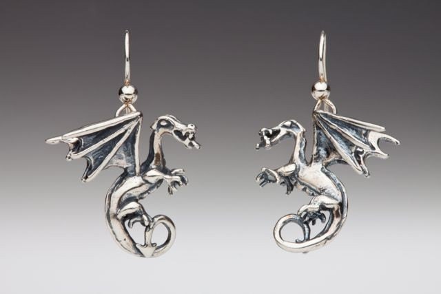 Dragon Earrings Silver Fire Dragon Earrings Dragon Jewelry - Etsy