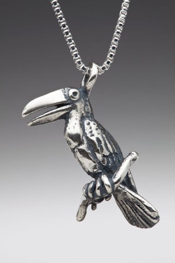 Items similar to Toucan Necklace Bird Necklace Bird Jewelry Silver ...
